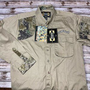 Sz M Master Sportsman Button-up Archer’s Point Shooting Shirt w/ Sherbrooke Camo